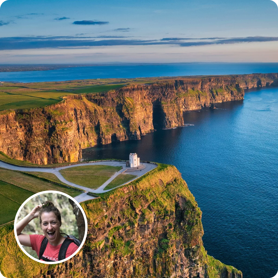 Cliffs over blue water