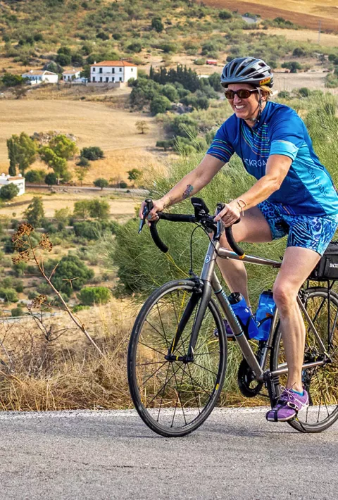 Two bikers riding in Andalucia, Spain