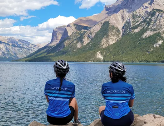 Picture of Backroad guests facing lake and mountains