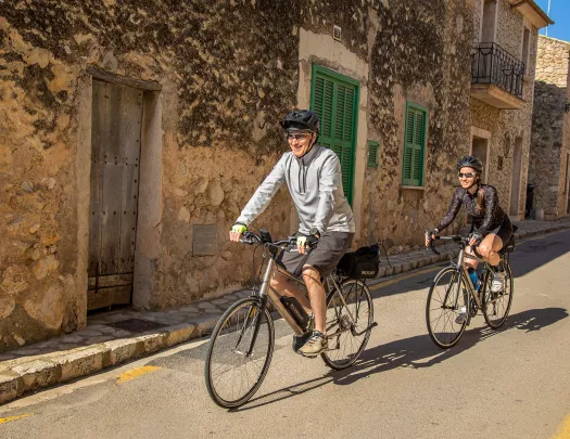 Cyclists on a road in Mallorca