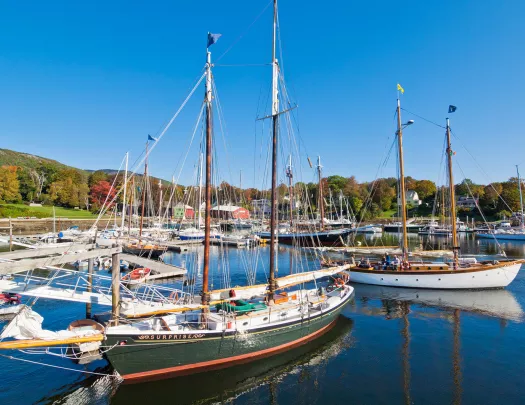 Wide shot of ship port.