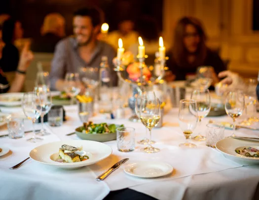 Shot of dinner service.