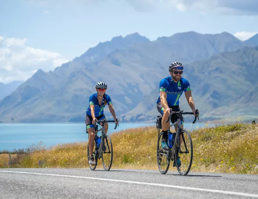 Biking with Mountain and Water View in Japan