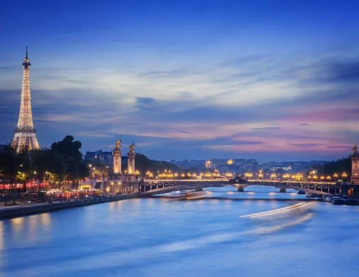 Eiffel Tower and Pont Alexandre III at Night