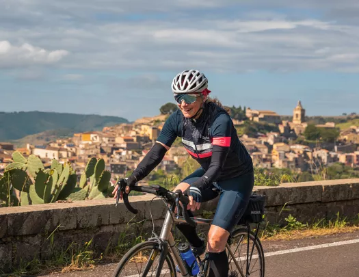 Backroads guest biking on path
