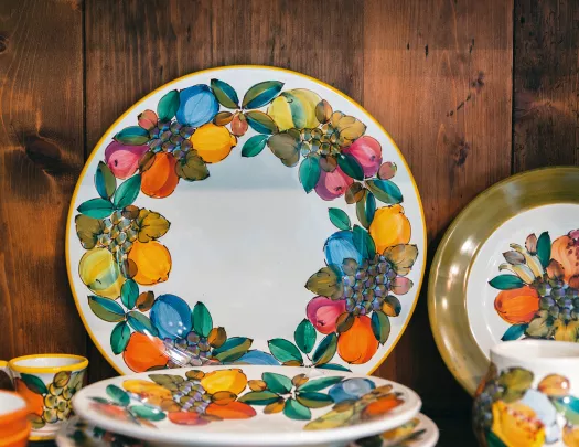 Close-up of decorative plates.