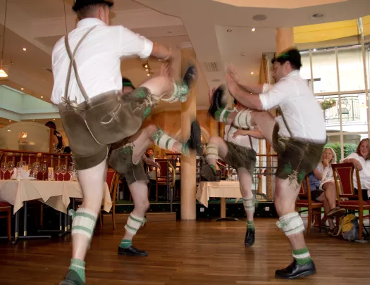 Traditional dancing in Germanic Europe wearing traditional costumes