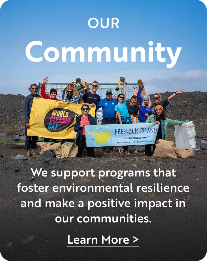 Backroads team holding banners on the beach, overlay text: community