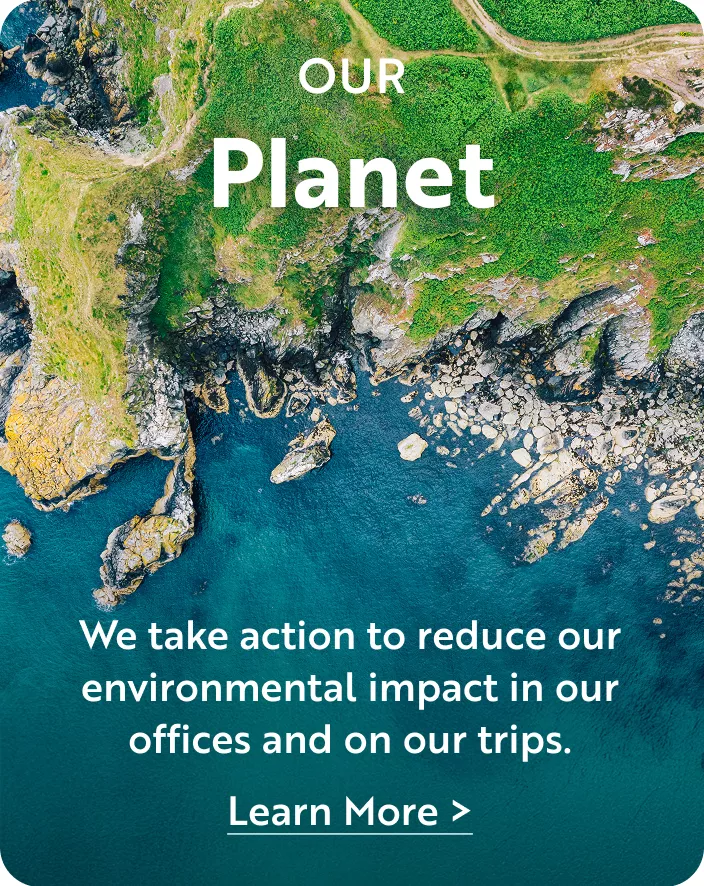 Drone view of the coast, text overlay: Planet