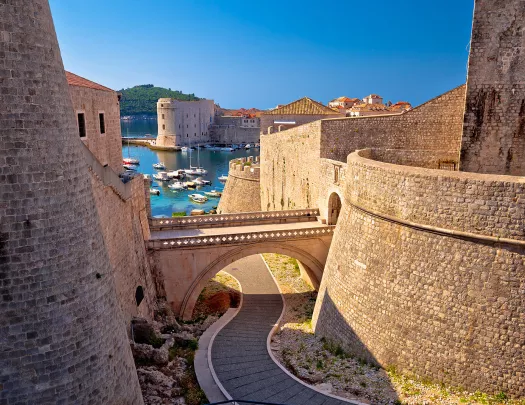 Shot of castle on Croatian coastline.