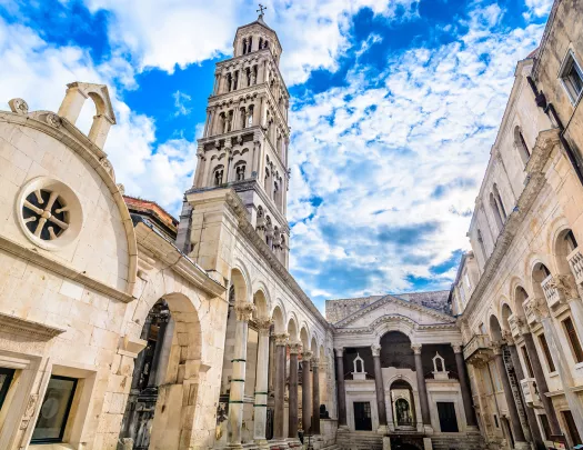 Ground shot of Diocletian's Palace in Split, Croatia.