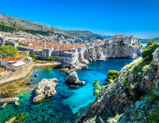  Wide shot of King's Landing, Dubrovnik. Coastal town.