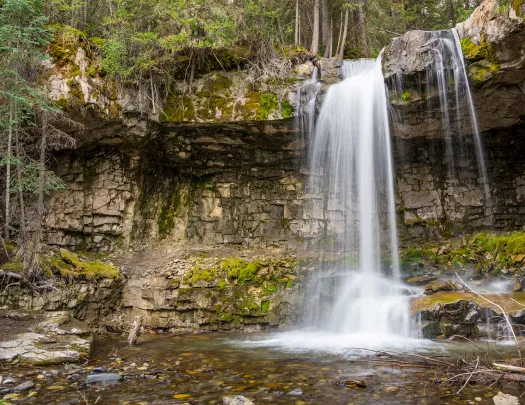 Waterfall in the middle of ancient ruins