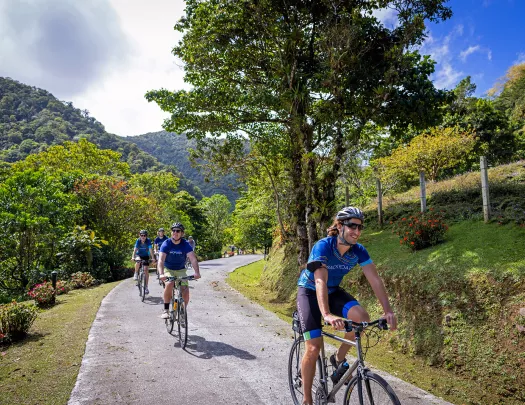 Group Cycling Up Road Coast Rica