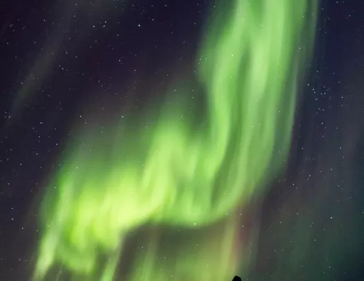 Silhouette Hikers Aurora Borealis Arctic