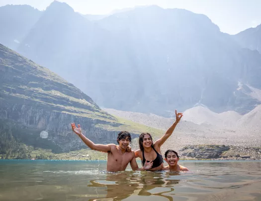 Guests bathing in a lagoon