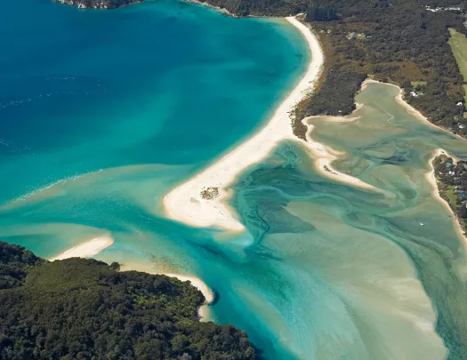 Sky view of ocean along a coast