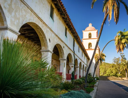 Shot of old mission building in Santa Barbara.