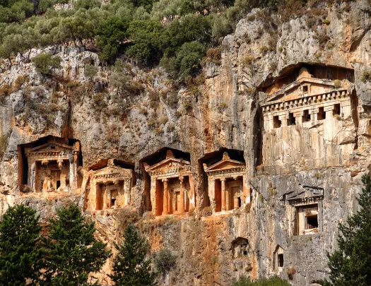 Stone buildings on a cliffside