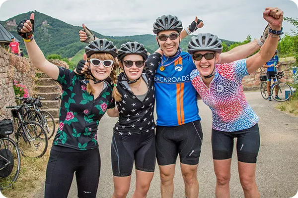 Four bikers on Backroads trip