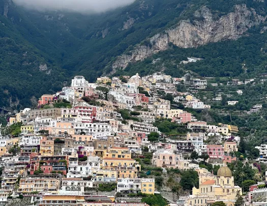 Wide shot of the Amalfi coast.