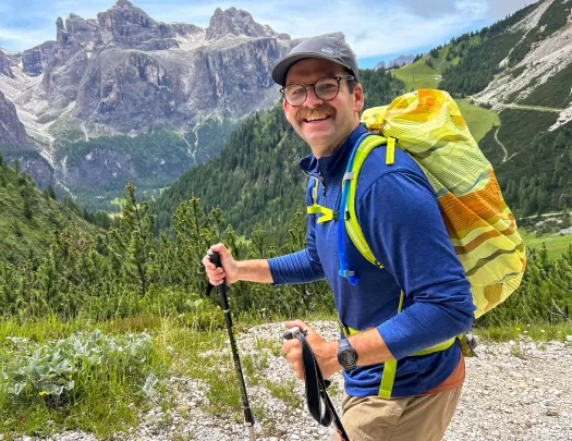 Hikers walking with hiking poles