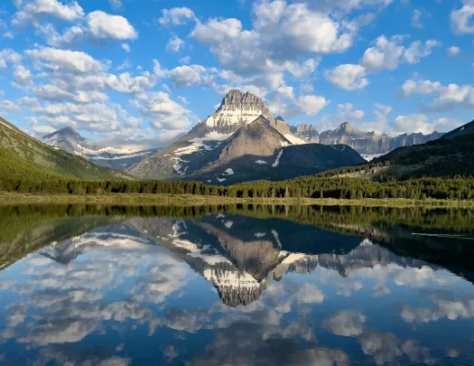 Mountain reflected onto mirrored lake