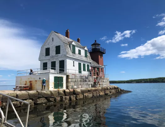 Guests at the Rockland Breakwater Lighthouse.