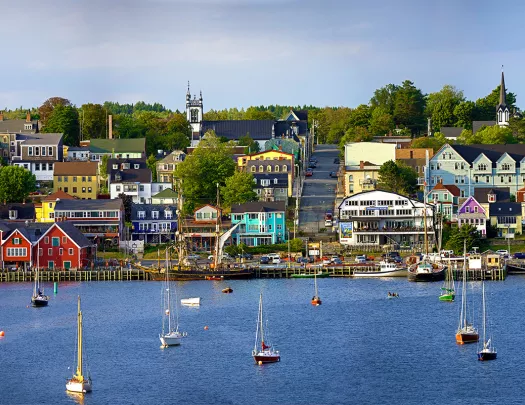 Wide shot of Lunenburg Waterfront.