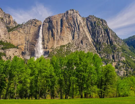 Wide shot of Yosemite Falls.