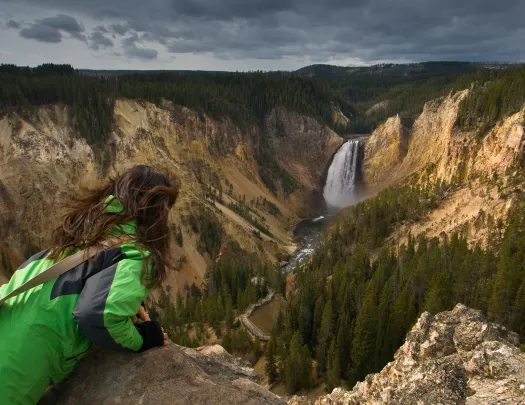 Backroads guest peering out into a valley