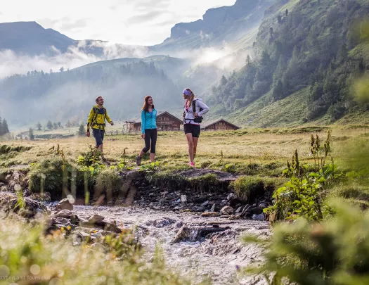 Three hiker on trail in Austria - SalzburgerLand.